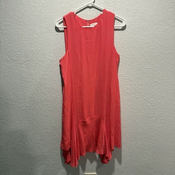 A.L.C. Silk Myron Dress Women’s 10 Sleeveless Asymmetrical Coral Drop Waist - Picture 2 of 12